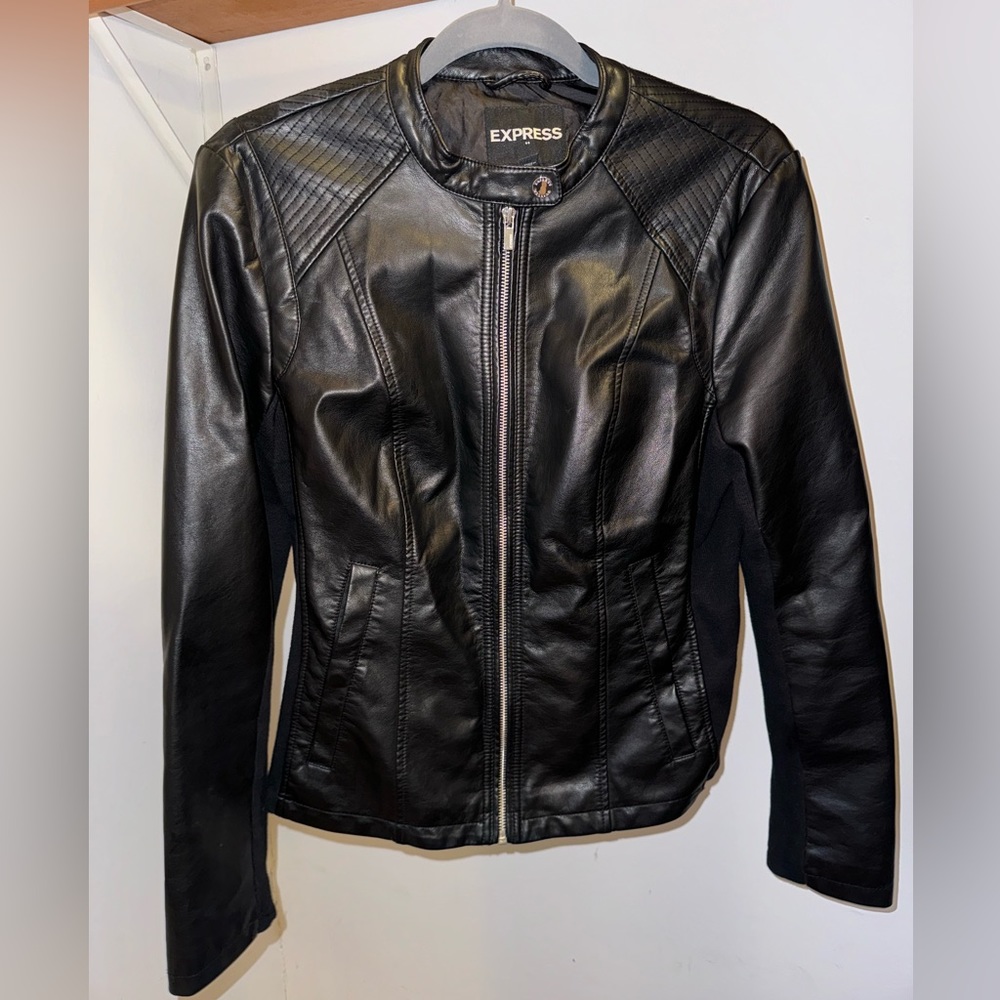 Express Faux Leather Bomber Jacket